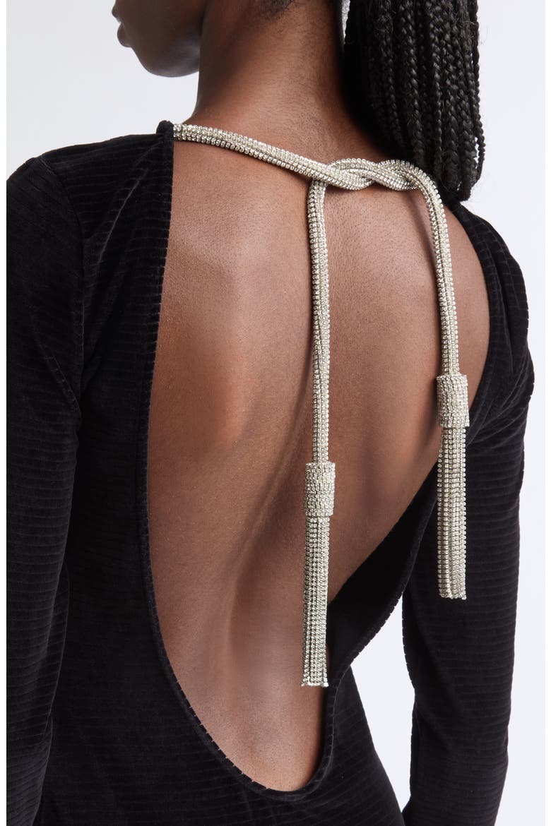 Ribbed Velvet Open Back Maxi Dress, Alternate, color, 0PA BLACK
