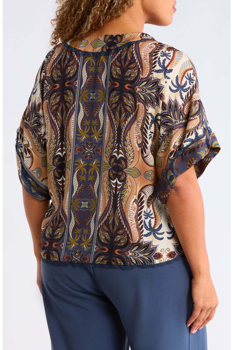 Roll Cuff Drop Shoulder Top, Alternate, color, STORMY BLUE/ ECRU MULTI