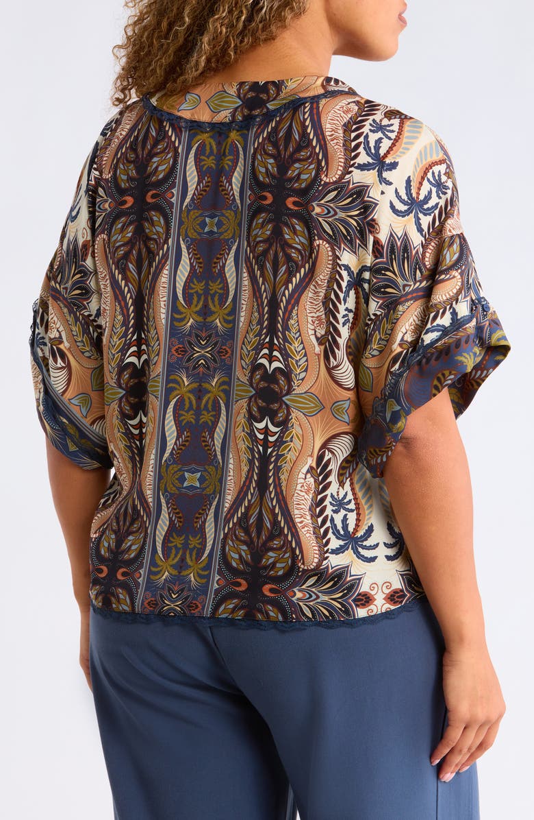Wit & Wisdom Roll Cuff Dolman Sleeve Top, Alternate, color, Stormy Blue/ Ecru Multi