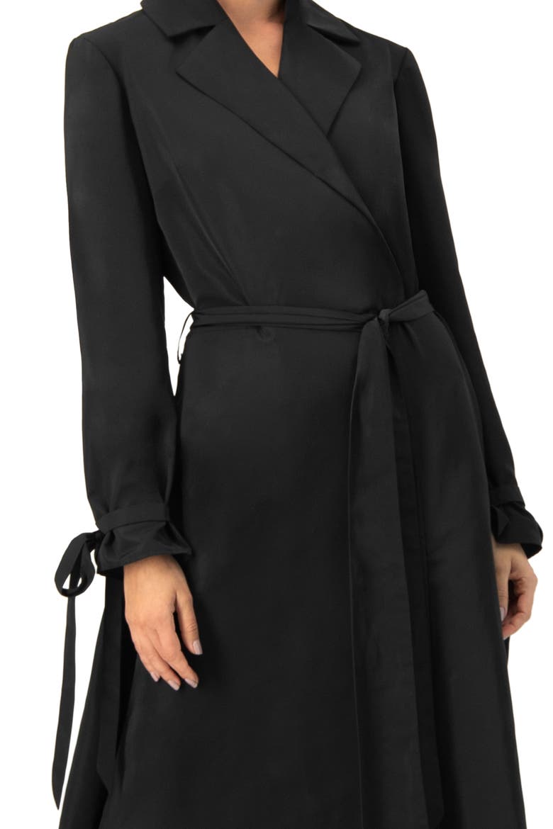 Long Sleeve Wrap Midi Dress, Alternate, color, Black