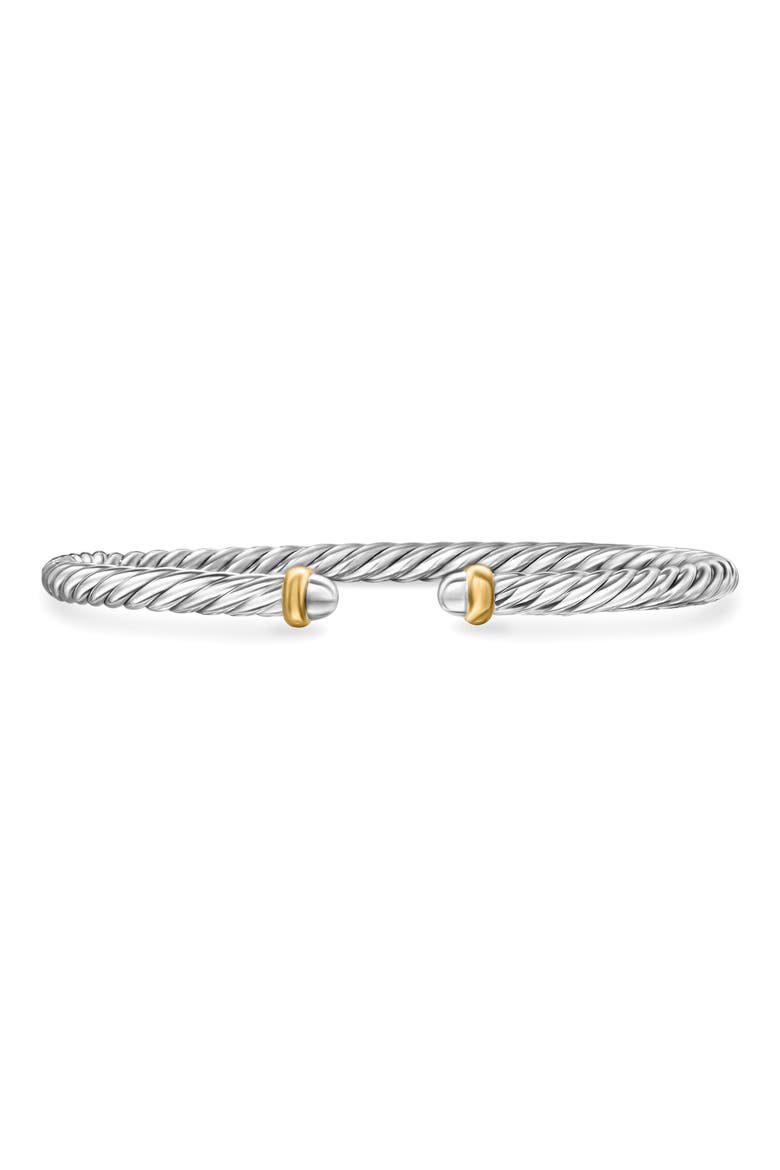 Cable Flex Bracelet in Sterling Silver with 14K Yellow Gold, 4mm, Main, color, STERLING SILVER/ GOLD