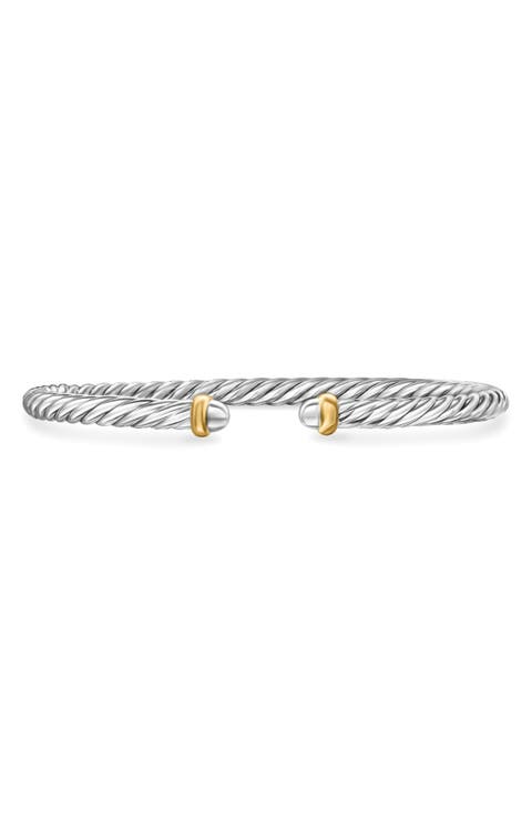 Cable Flex Bracelet in Sterling Silver with 14K Yellow Gold, 4mm