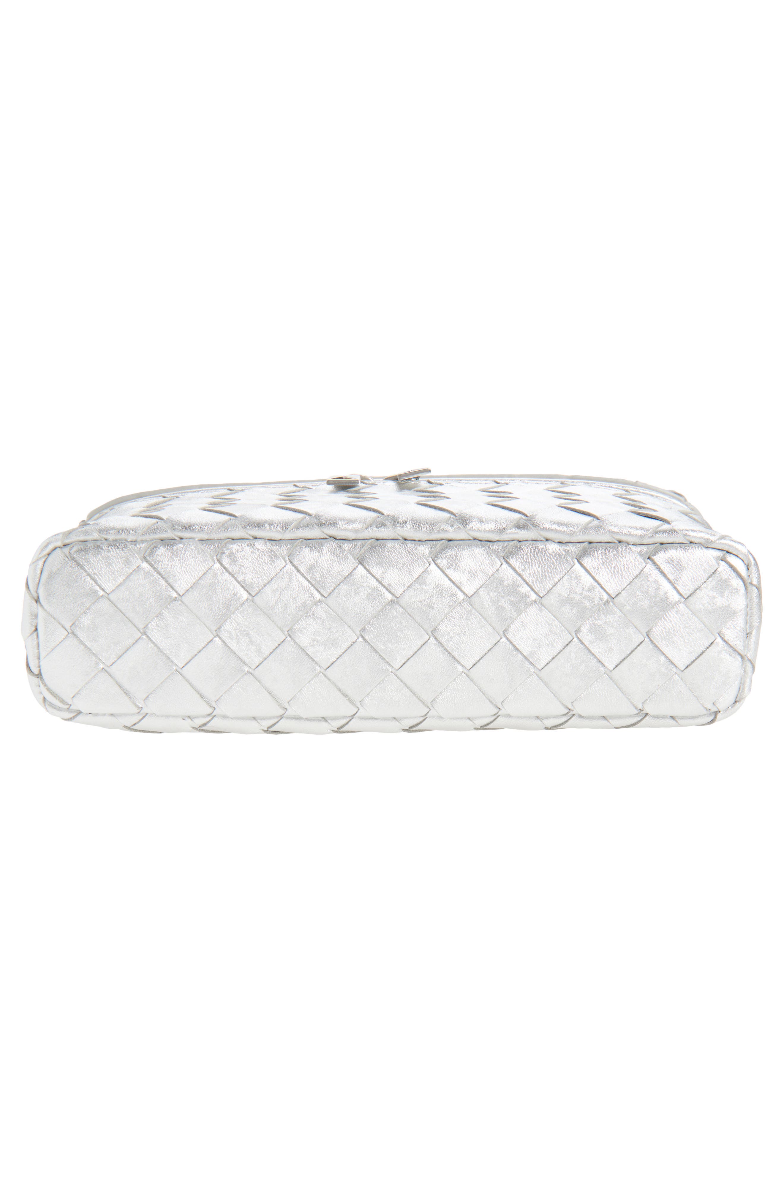 Bottega Veneta Bang Bang Intrecciato Metallic Leather Crossbody Vanity Case, Alternate, color, 8101 Silver / Silver