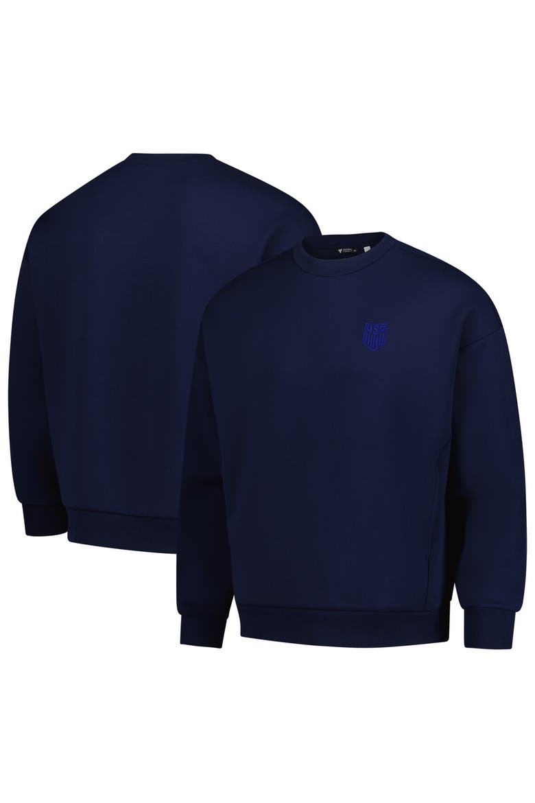 Men's Levelwear Navy USMNT Luxe Signature Lineage Tri-Blend Pullover Sweatshirt, Alternate, color, Navy