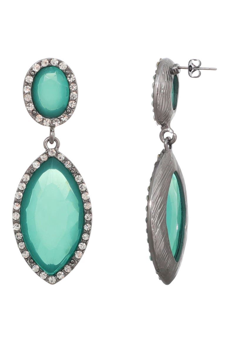 Crystal Halo Drop Earrings, Alternate, color, GREEN