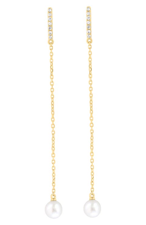 Diamond & Freshwater Pearl Drop Earrings