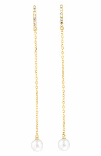 Diamond & Freshwater Pearl Drop Earrings