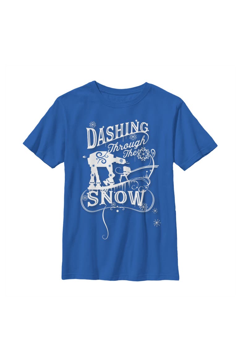 Boy's Star Wars Christmas AT-AT Dashing Snow  Graphic T-Shirt, Main, color, Royal Blue