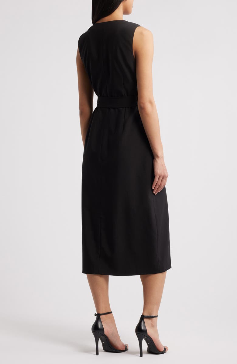 ZOE AND CLAIRE Sleeveless Belted Dress, Alternate, color, Black