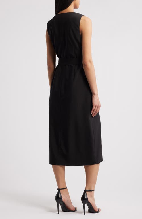 Zoe And Claire Sleeveless Belted Dress In Black
