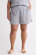 Caslon® Stripe Cotton Gauze Pull-On Shorts