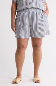 Caslon® Stripe Cotton Gauze Pull-On Shorts