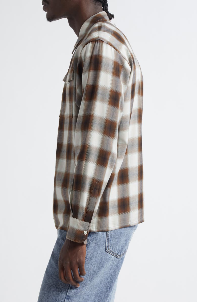 Second Layer Check Relaxed Fit Zip-Up Shirt, Alternate, color, Brown 0036