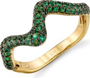 SHAY Wave 18K Gold Emerald Pavé Ring