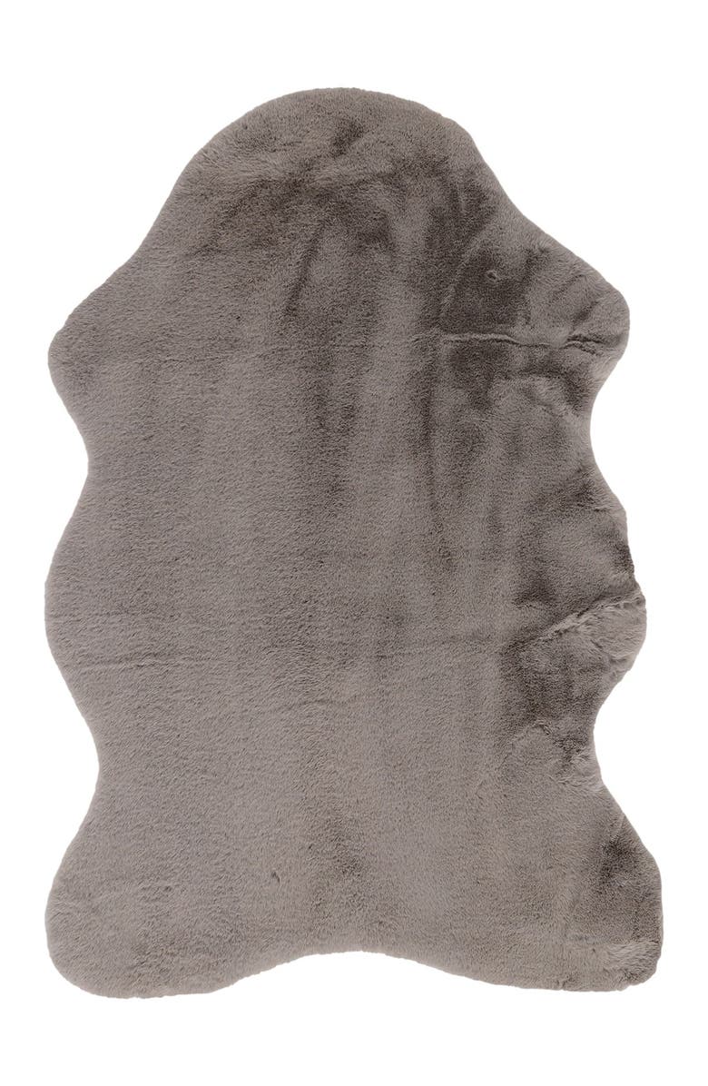 LUXE Faux Fur Throw 2' X 3' - Grey, Main, color,