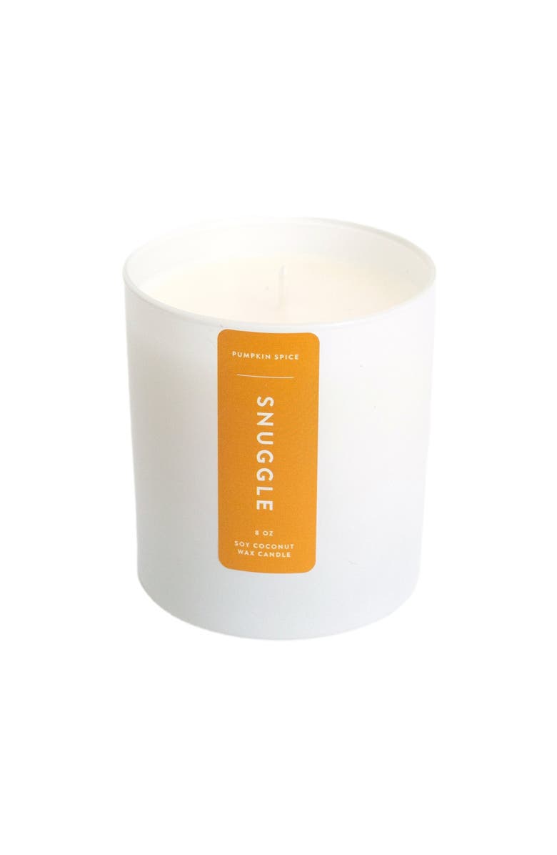 Joy Paper Co. Snuggle Pumpkin Spice Coconut Soy Candle, Main, color, White Glass Tumbler