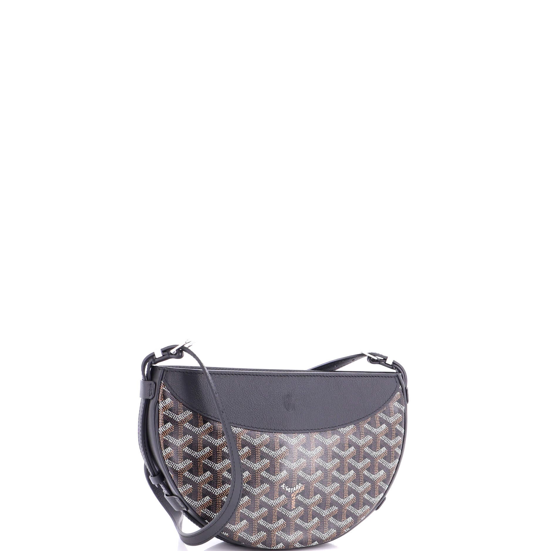 Hirondelle Shoulder Bag Coated Canvas and Leather, Alternate, color, Black