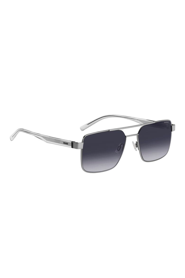 HG 1313/S 56mm Gradient Rectangle Sunglasses, Alternate, color, MATTE RUTHENIUM
