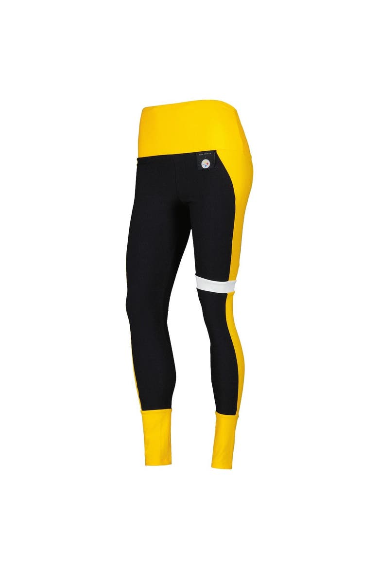 Women's KIYA TOMLIN Black/Gold Pittsburgh Steelers Colorblock Tri-Blend Leggings, Alternate, color, Black
