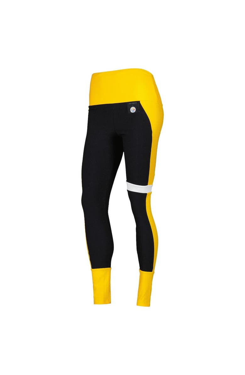 KIYA TOMLIN Women's KIYA TOMLIN Black/Gold Pittsburgh Steelers Colorblock Tri-Blend Leggings, Alternate, color,