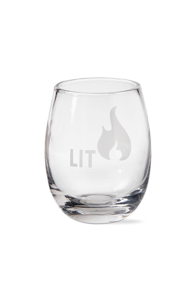 tag Lit Stemless Wine Glasses Clear Drinkware for Summer, Main, color, Clear