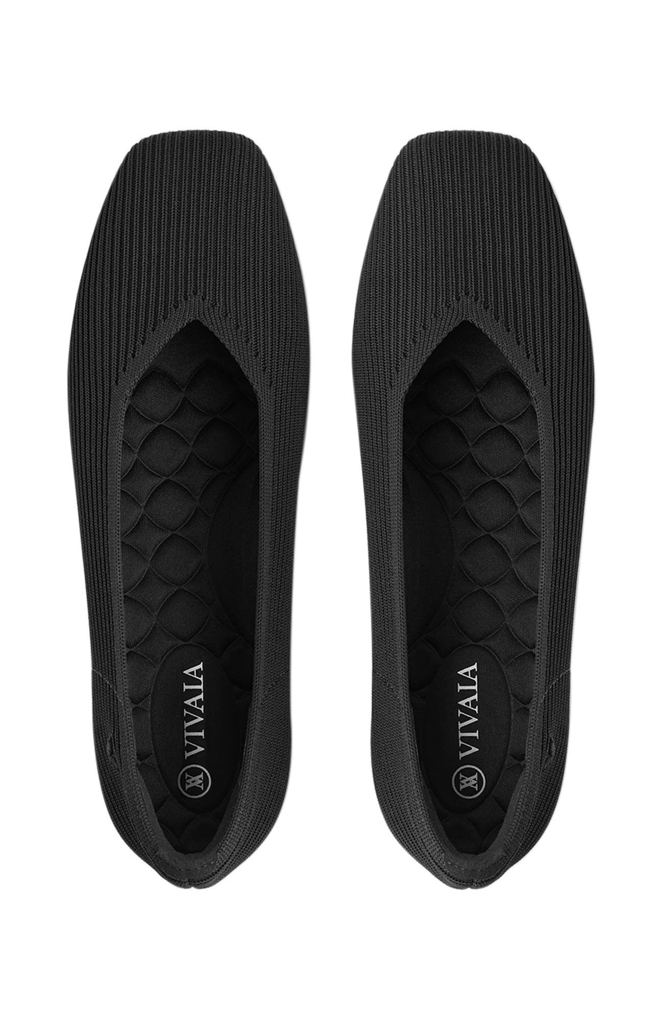 VIVAIA Lightweight Square-Toe V-Cut Flats, Alternate, color, Black