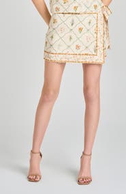 WAYF Amelia Floral Linen Blend Wrap Miniskirt