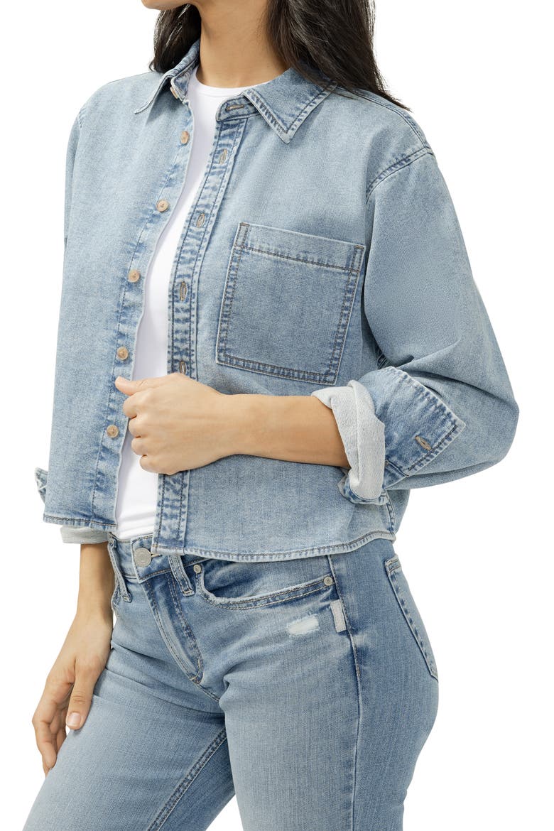 Lightweight Knit Denim Shirt, Alternate, color, CRICKETS