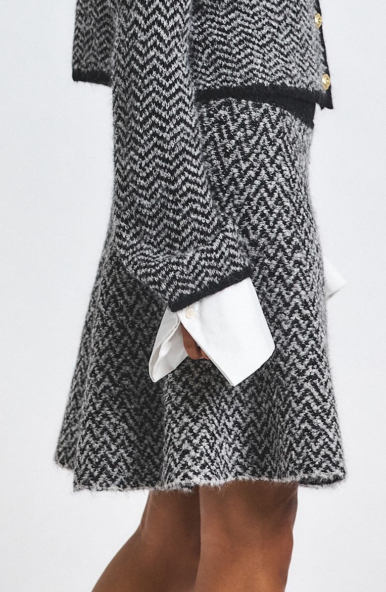 Derek Lam 10 Crosby Imogen Textured A-Line Skirt, Alternate, color, Ivory/ Black