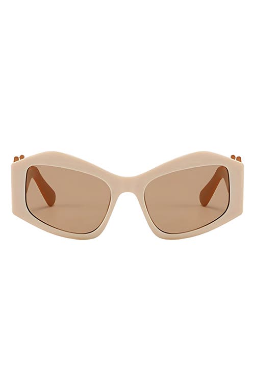 Fifth & Ninth Jade 53mm Polarized Rectangular Sunglasses in Tan /Champagne 