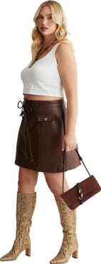 June + Vie Faux Leather Mini Skirt