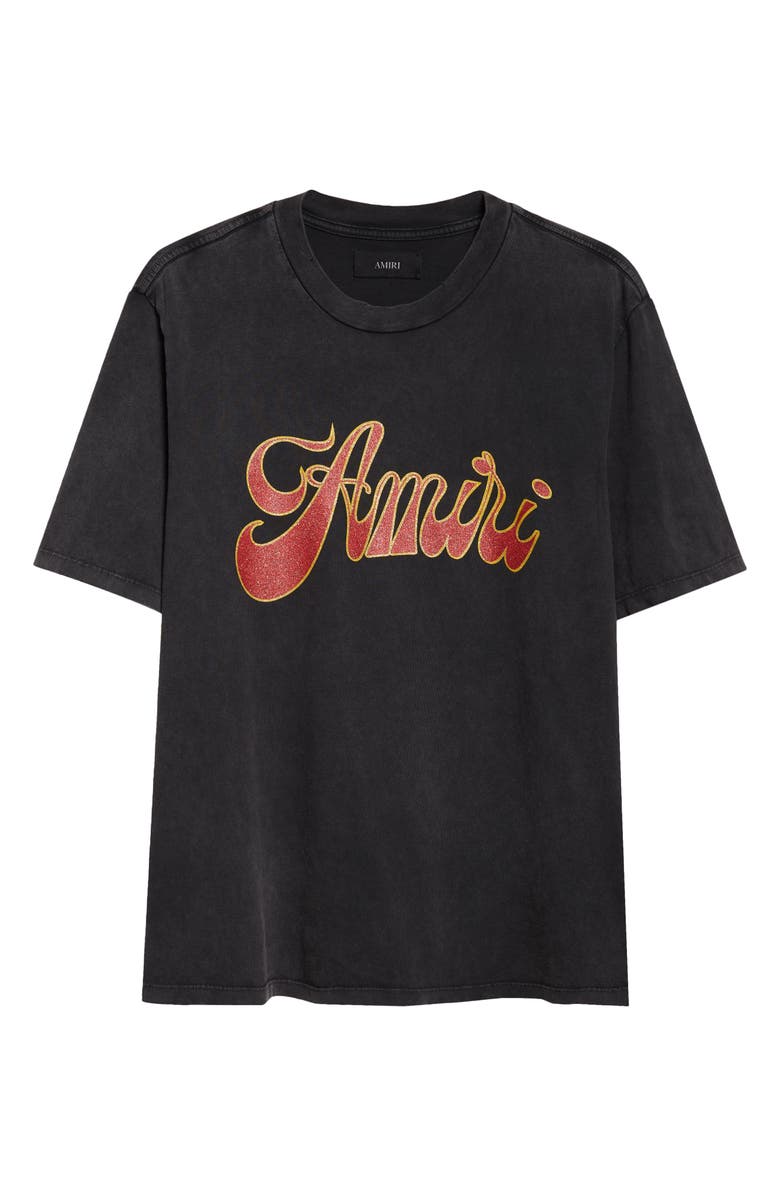 AMIRI Groovy Glitter Logo Graphic T-Shirt, Alternate, color, Black