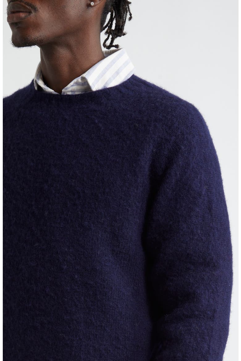 Brushed Shetland Lambswool Crewneck Sweater, Alternate, color, 250 NAVY