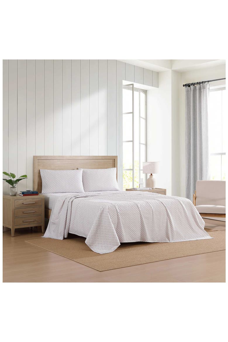 Atlantic Anchors Cotton Percale Sheet Set, Alternate, color, RED