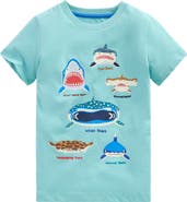 Mini Boden Kids' Shark Glow in the Dark Graphic T-Shirt