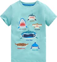 Mini Boden Kids' Shark Glow in the Dark Graphic T-Shirt