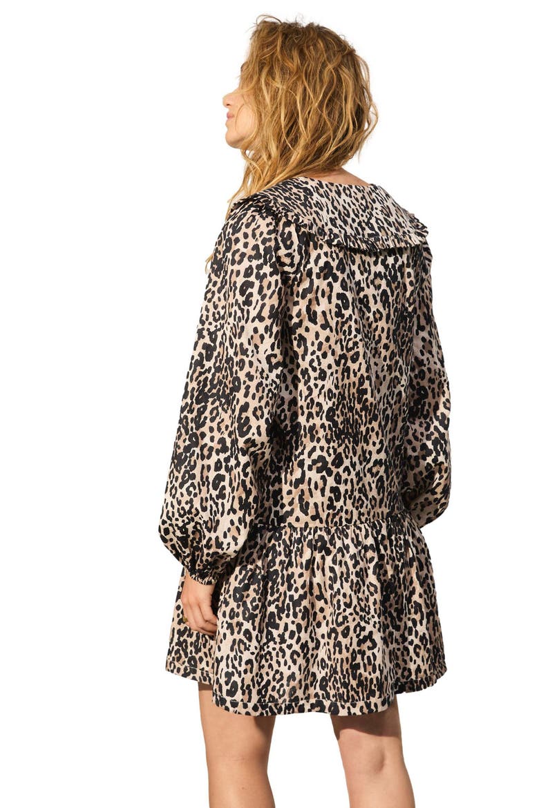 Long Sleeve Leopard Print Minidress, Alternate, color, MULTI