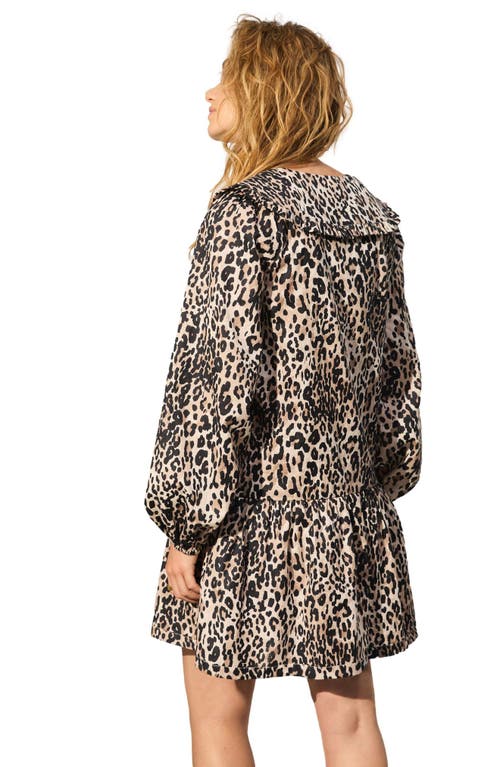 Next Long Sleeve Leopard Print Minidress In Black