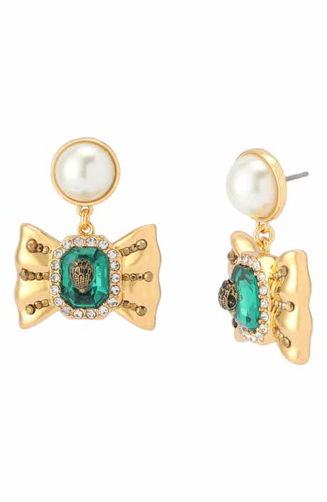 Kurt Geiger London Faux Pearl Bow Drop Earrings