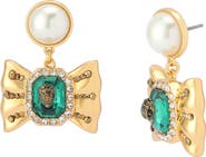 Kurt Geiger London Faux Pearl Bow Drop Earrings