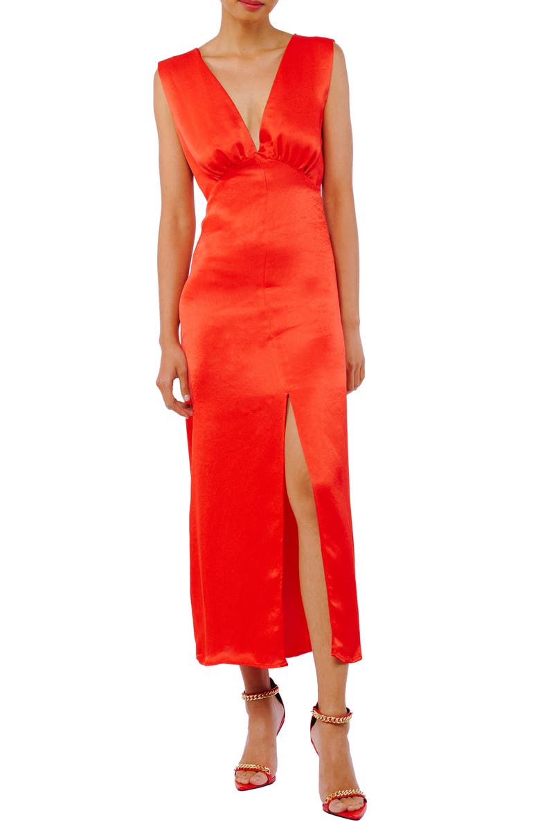 CIEBON Penny Back Cutout Satin Gown, Main, color, 