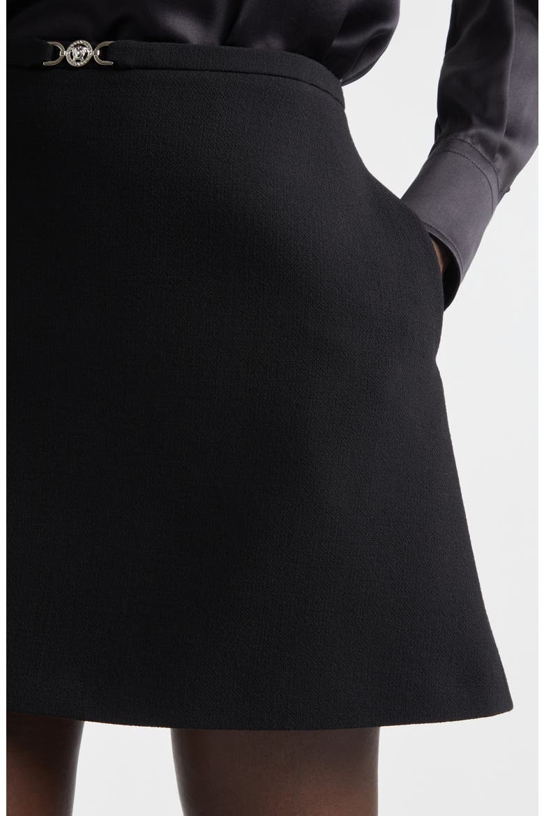 Medusa '95 Double Face Virgin Wool Crepe Miniskirt, Alternate, color, 1B000-BLACK