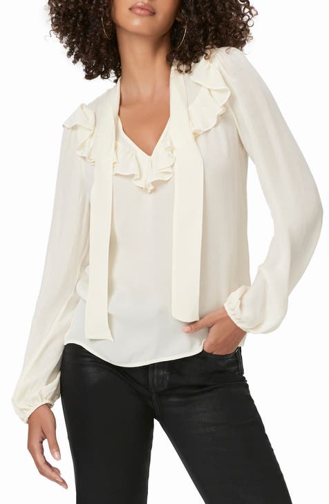 Katya Ruffle Tie Neck Silk Top