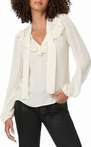 PAIGE Katya Ruffle Tie Neck Silk Top