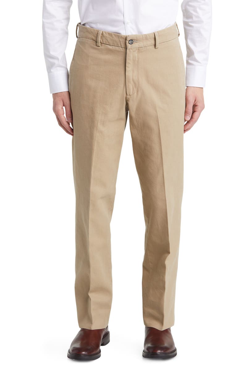 Berle Charleston Flat Front Khakis, Main, color, Khaki