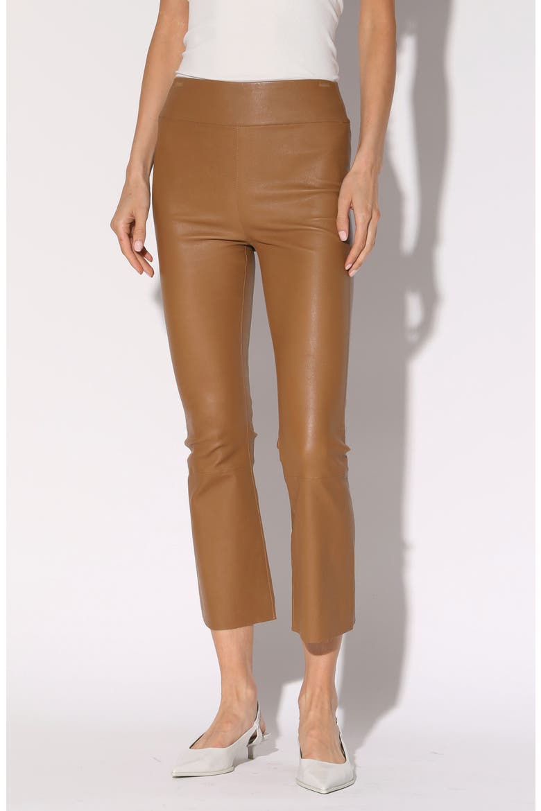 Luisa Leather Crop Flare Leg Pants, Main, color, CAMEL