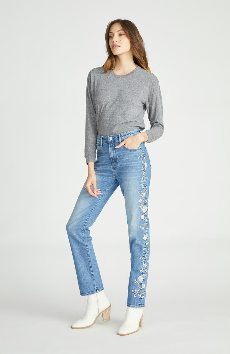 Driftwood Stella High Waist Floral Embroidered Skinny Jeans, Alternate, color,