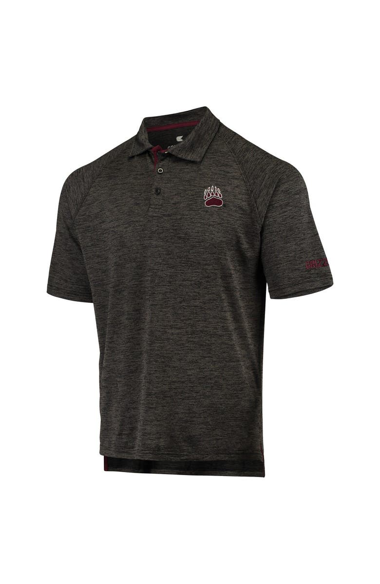 COLOSSEUM Men's Colosseum Heathered Black Montana Grizzlies Down Swing Raglan Polo, Alternate, color, Heather Black