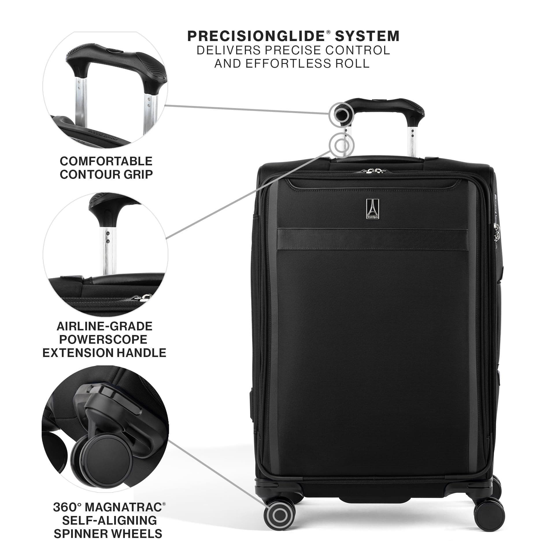 TRAVELPRO Versapack + Lightweight Softside Expandable 25" Medium Check In Spinner Luggage, Alternate, color, Black