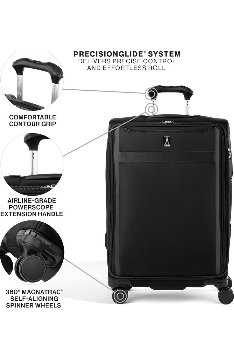 TRAVELPRO Versapack + Lightweight Softside Expandable 25" Medium Check In Spinner Luggage, Alternate, color, Black